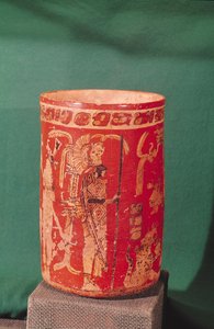 Vaso que representa una escena ceremonial, Período Tepeu 1, de Uaxactún, 600-950